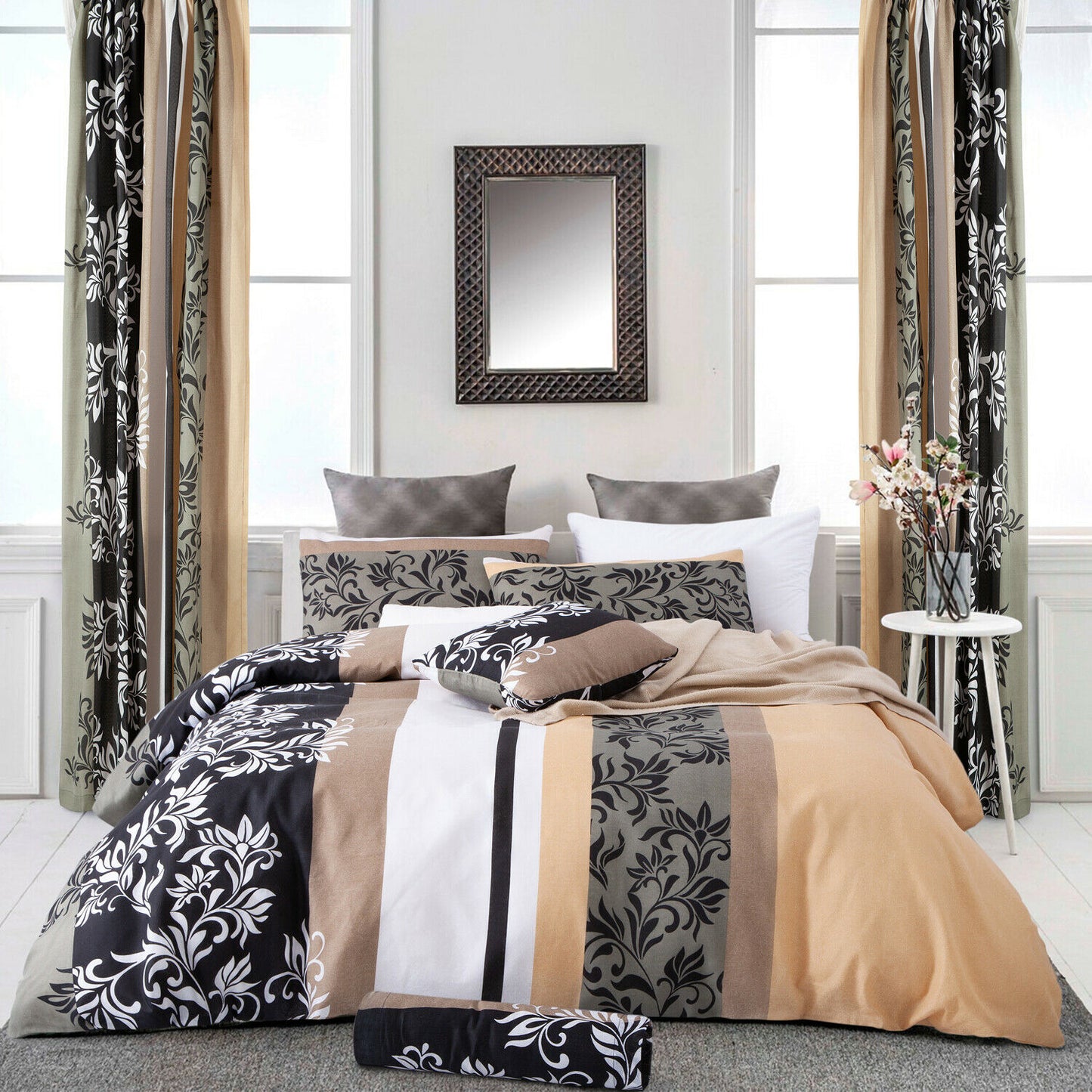 Reversible Duvet Quilt Cover Bedding Set Single Double King Size + Pillow Cases