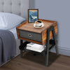 Retro Bedside Table Nightstand Sofa Side Desk Cabinet Storage with Fabric Drawer
