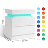 Bedside Table High Gloss Front Nightstand Cabinet with 2 Drawers RGB LED Light