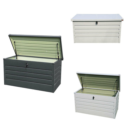 Outdoor Garden Storage Box Trunk Chest Lockable Tool Organizer Galvanized Steel