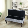 Storage Bench Ottoman Crushed Velvet Queen Anne Legs Pouffe Stool