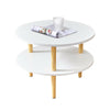 2 Tier Modern Round Coffee Table Side Table End Table with Solid Wood Legs White