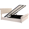 Ottoman Gas Lift Storage Bed Velvet Upholstered Bed Frame 5FT KING SIZE Beige