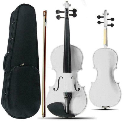 4/4 Full Size Acoustic Violin Set with Case Bow Rosin Bridge White