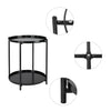 2-Tier Small Metal Round Coffee Table Sofa Side End Table Tray Metal Console