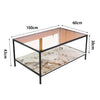 Elegant Glass Top Coffee Table Cocktail Accent Table with Marble Storage Shelf