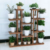 Multiple Tier Vertical Carbonized Wood Plant Stand Stylish Ladder Shelf Balcony