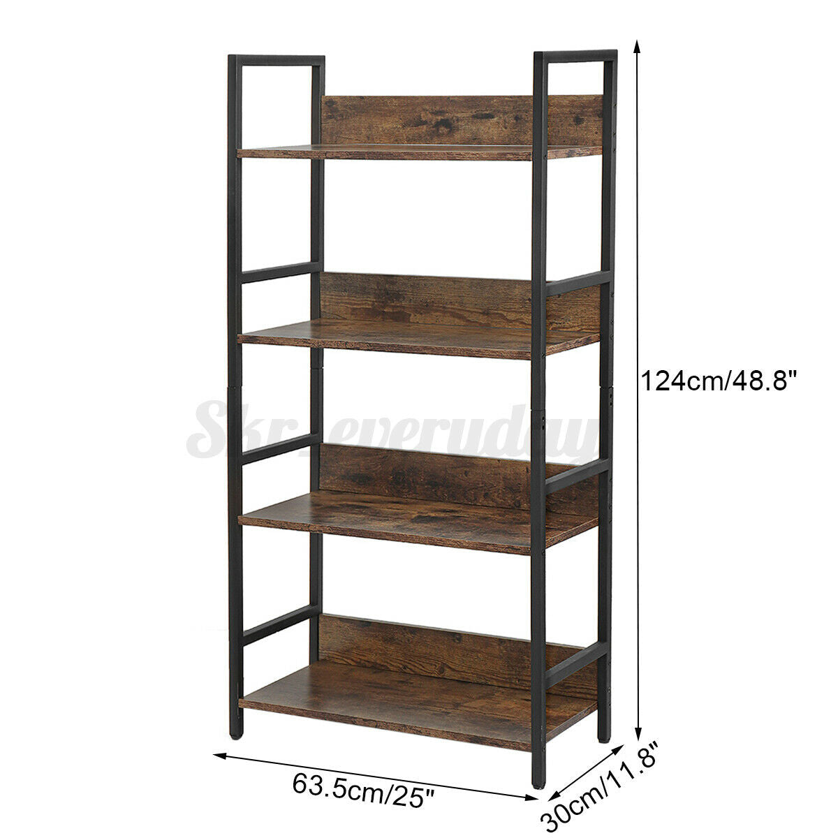Industrial Ladder Shelf 4 Tiers Bookshelf Plant Flower Stand Storage Rack Home
