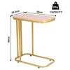 C-Shaped Sofa Side Table Golden Metal Frame End Coffee/Snack Table Living Room