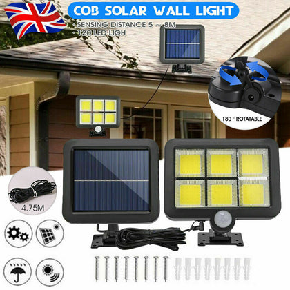 120LED Solar Powered PIR Motion Sensor Garden Wall Light Security Flood Outdoor~