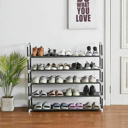 5 TIER SHOE RACK STORAGE ORGANISER STAND SHELF STACKABLE SHOES HOLDER
