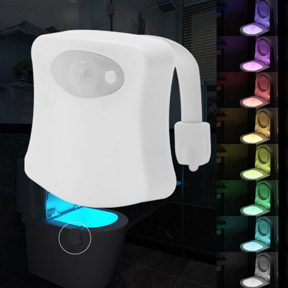 LED Toilet Bathroom Night Light 8 Color Motion Sensor Activated Illumibowl Home