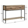 Narrow Slim Console Table Retro Wooden 2 Drawers Open Storage Shelf Hallway Desk