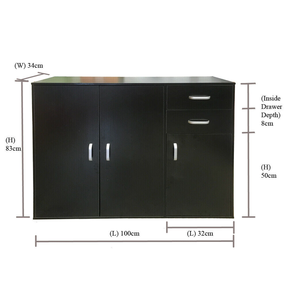 Sideboard Black White Beech Dark Walnut Storage Cabinet Wooden Cupboard Redstone