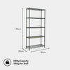 5 Tier Metal Shelving Wire Shelf Workshop Kitchen Storage Rack Office Unit Stand
