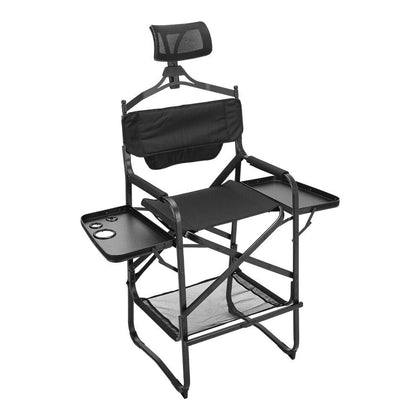 Folding Director Chair Makeup Artist Hairstylist High Chair with Storage Trays