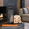 Fireplace Log Rack Fireside 5 PCS Firewood Holder with Tong Brush Shovel Poker