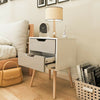 x1 Chic White grey Bedside Table Cabinet 2 Drawers Wood Leg Bedroom Furniture