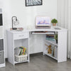 HOMCOM L-Shaped Corner Computer Desk w/ 2 Shelves Worktop Keyboard Tray White