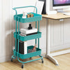 3 Tier Slim Kitchen Storage Trolley Cart Rack Tray Shelf Rolling Wheel W/ Handle