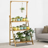 Large Bamboo 3 Tier Hanging Plant Stand Folding Garden Shelves Corner Balcony