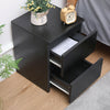 Modern Black Bedside Table Cabinet w/2 Drawers Nightstand Storage Furniture