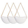 Set of 3 Ceramic Hanging Planter Vase Garden House Hanging Pots &Rope Wall Decor