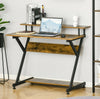 Industrial Home Office Desk Monitor Stand Brown Rustic Computer Table Hutch