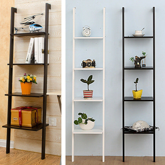 4 Tier Ladder Shelving Unit 5 Tier Display Bookshelf Bookcase Wall Shelf Storage
