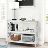 3-Tier Console Table X-design Wooden Hall Desk Side End Table W/ Shelf White