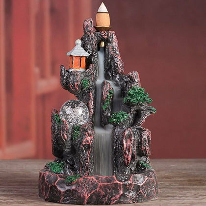 Incense Burner Censer Mountain River Handicraft Holder Waterfall Smoke Backflow