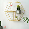 Wall Mounted Hexagonal Floating Shelves Gold Display Metal Wood Shelf Save Space