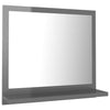 Cloakroom Bathroom Mirror with Shelf High Gloss Grey 40x10.5x37 cm Chipboard