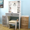 Modern Dressing Table Stool Set Makeup Desk w/ Mirror & 4 Drawers Bedroom UK