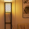 4 Tier Shelf Floor Lamp w/ Shade Standing Light Open Shelves Storage Living Room