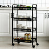 3/4 Tier Rolling Cart Kitchen Bathroom Storage Trolley Rack Metal Mesh Shelf