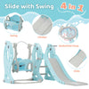 4 in 1 Kids Toddlers Swing & Slide Climber Set w/ Basketball Hoop In/Outdoor HT
