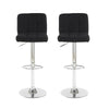 2x Fabric Cuban Chrome Gas Lift Back Swivel Kitchen Bar Stools - Refurbished