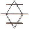 3 Tiers Diamond Floating Shelf Wall Mounted Storage Shelving Vintage Wooden Rack