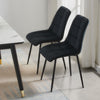 Set of 2 Modern Black Dining Chairs Velvet Padded Seat Metal Legs Kitchen Lounge
