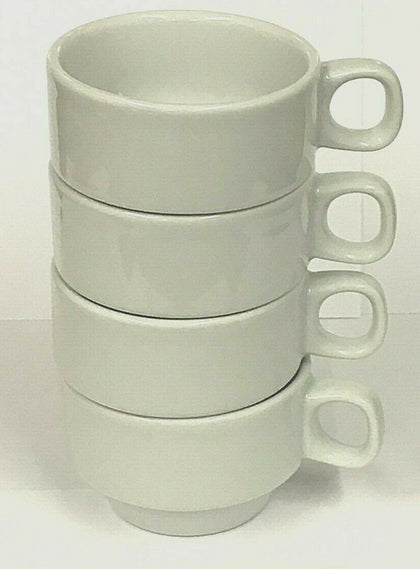 Pack of 4 Stackable White Porcelain Coffee Cups Mugs Tea Chocolate Latte 200ml