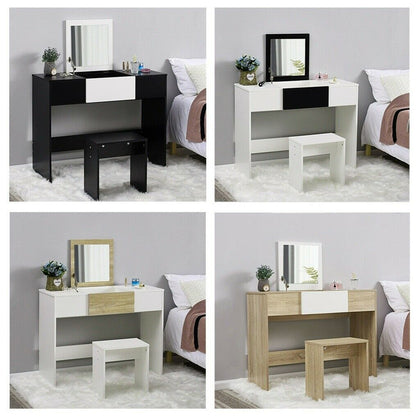 Flip-up Mirror Storage Dressing Table Makeup Dresser Desk Stool Vanity Set Home