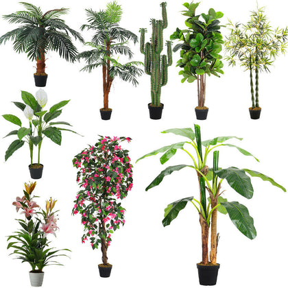 Artificial Potted Tree Palm/Bamboo/Flower Indoor Outdoor Realistic Plant Decor