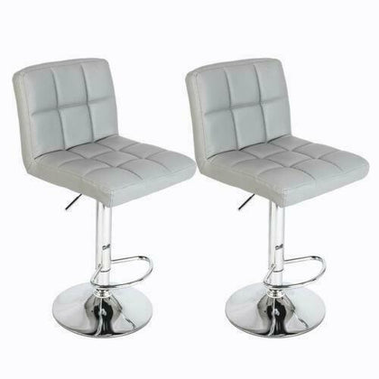 2PCS Modern Bar Stool Leather Kitchen Stool Breakfast Seat Living Room Grey