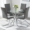 Clear Glass Dining Table and 4 Chairs Set PU Leather Cross Leg Kitchen Furniture