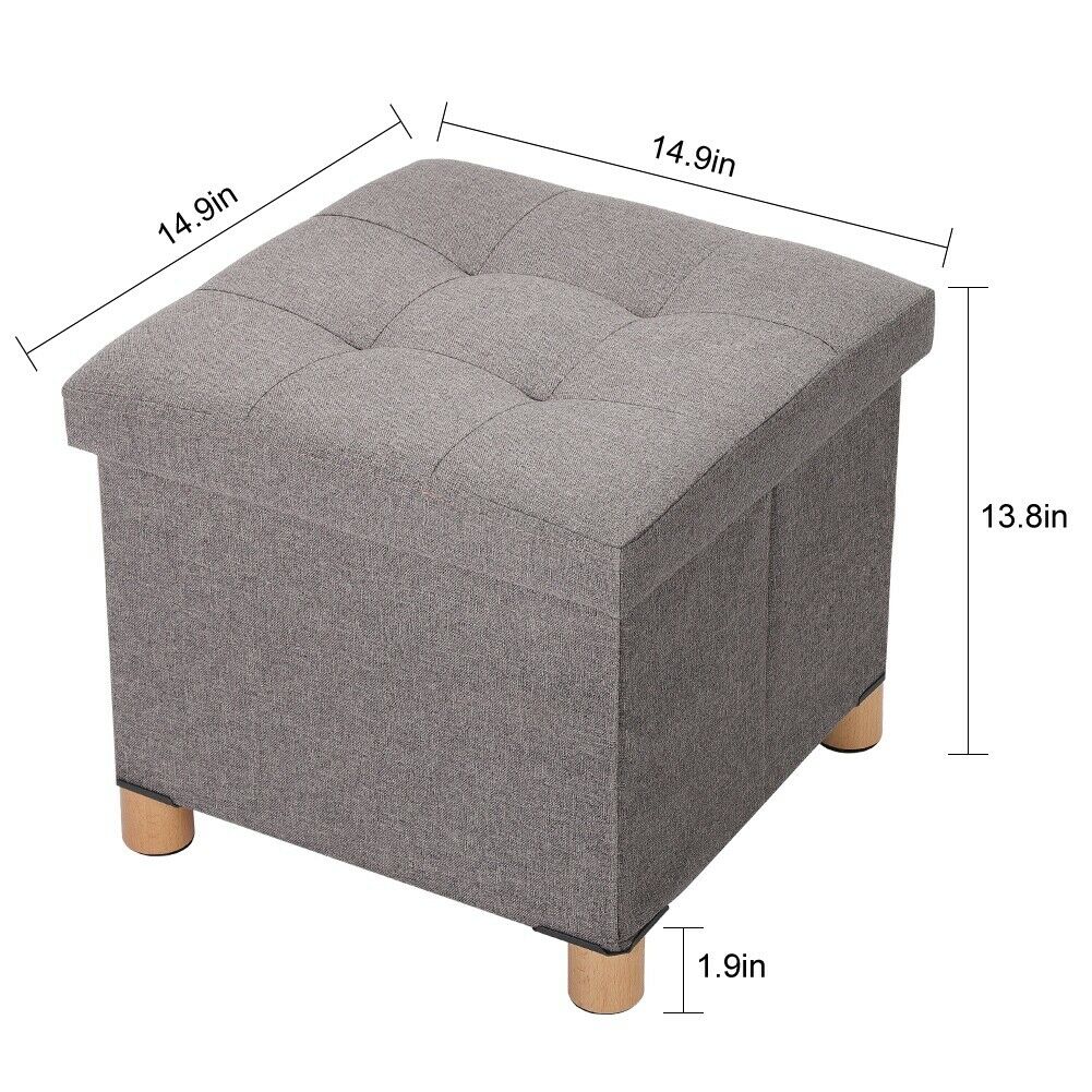 Grey Storage Footstool Ottoman Footrest Makeup Dressing Table Stool Pouffe Seat