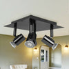 Large Modern Black Chrome 4 Way GU10 Kitchen Ceiling Spot Light Spotlight Lights