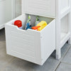 Tall Bathroom Storage Cabinet with 3 Shelves and 2 Drawers FRG126-W,UK
