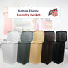 Large Laundry Basket Washing Clothes Storage Hamper Rattan Basket with Lid 60L