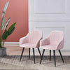 Pink Armchair Set of 2 Velvet Dining Chairs Kitchen Restaurant Home Padded Seat